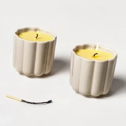 Kynttilälyhdyt-IITTALA Kynttilä+kuppi pyöreä beige-keltainen