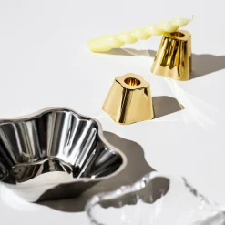 Alvar Aalto -Kokoelma|Kynttilänjalat-IITTALA Kynttilänjalka 50+65mm 2kpl Messinki